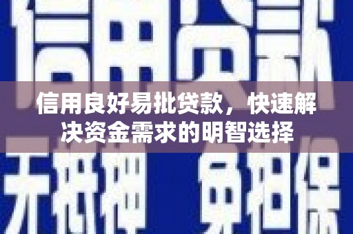 泗阳信用良好易批贷款，快速解决资金需求的明智选择