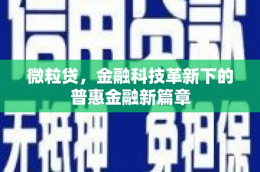 朔州微粒贷，金融科技革新下的普惠金融新篇章